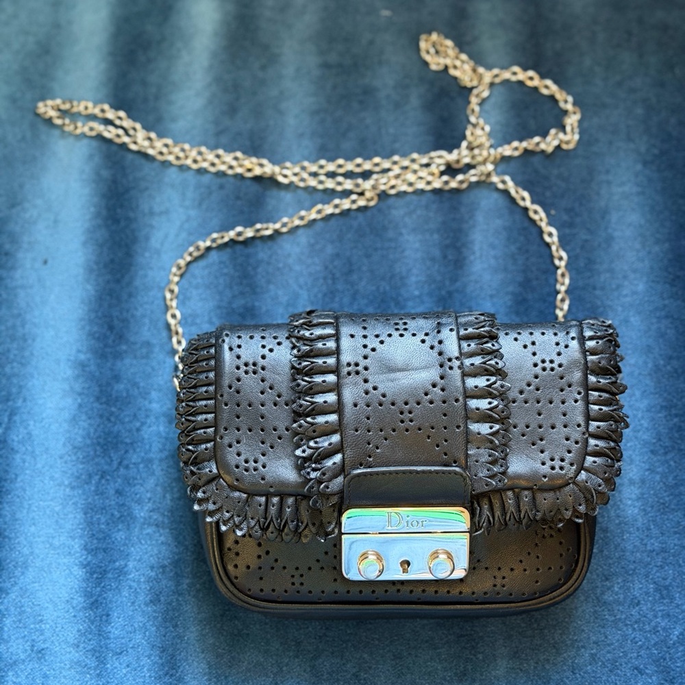 RARE Vintage Christian Dior Black Perforated Cannage Leather
New Lock Mini Bag - Picture 2 of 10